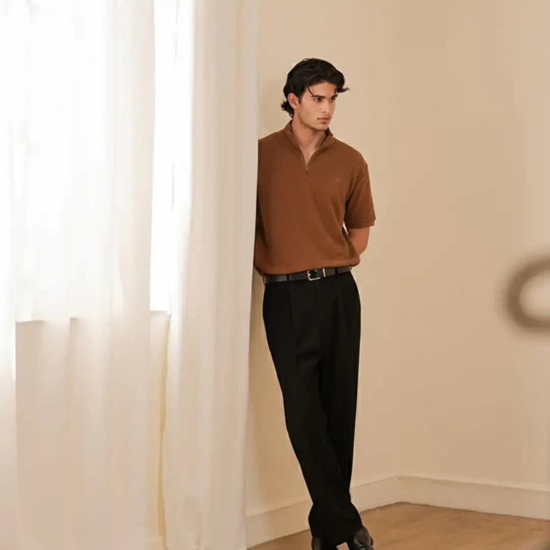 Toffee Mock Zip POLO