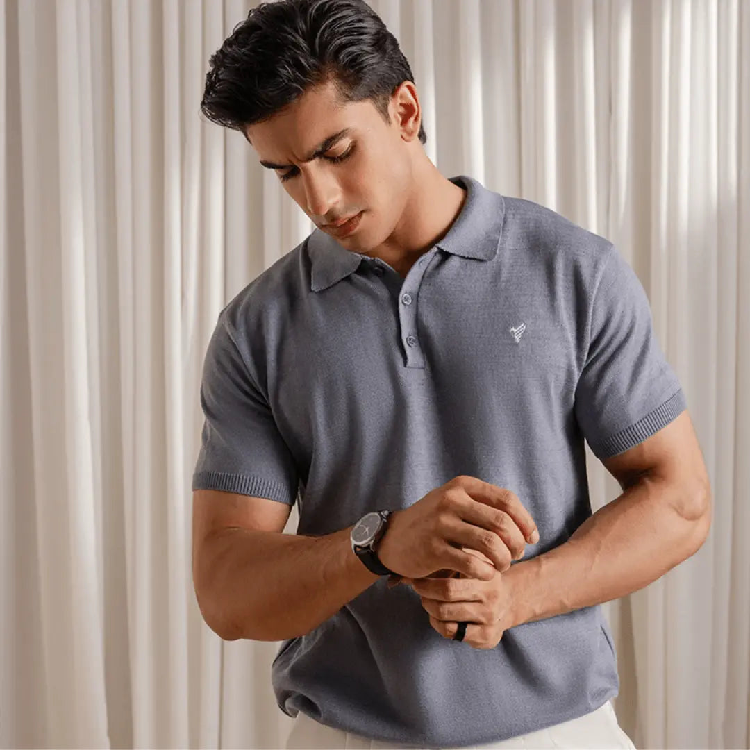 Basic Knitted POLO Forest Olive