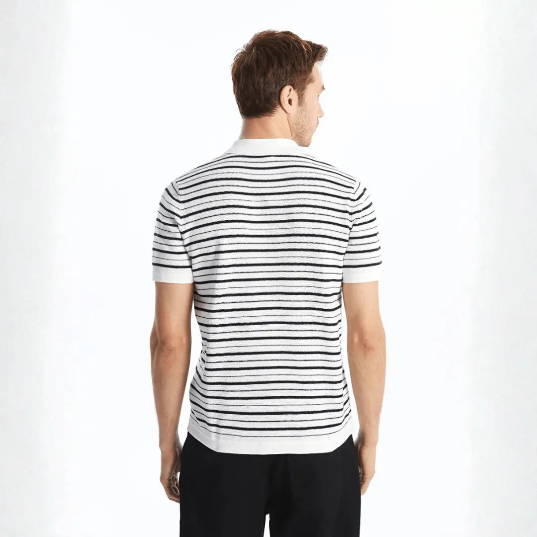 Classic Men's Striped Polo Collar Knit T-Shirt