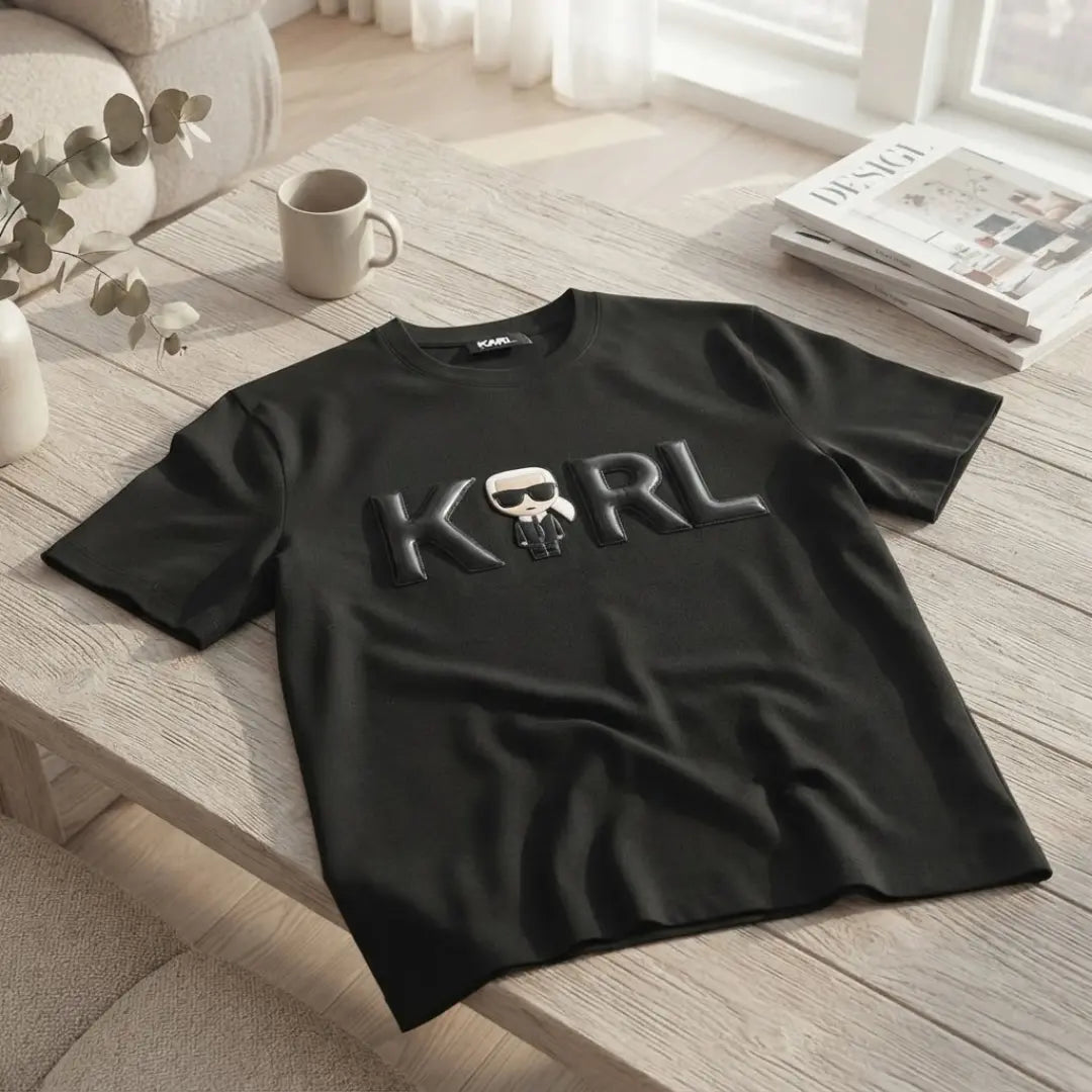 Karl Lagerfeld Embossed Logo Black T-Shirt