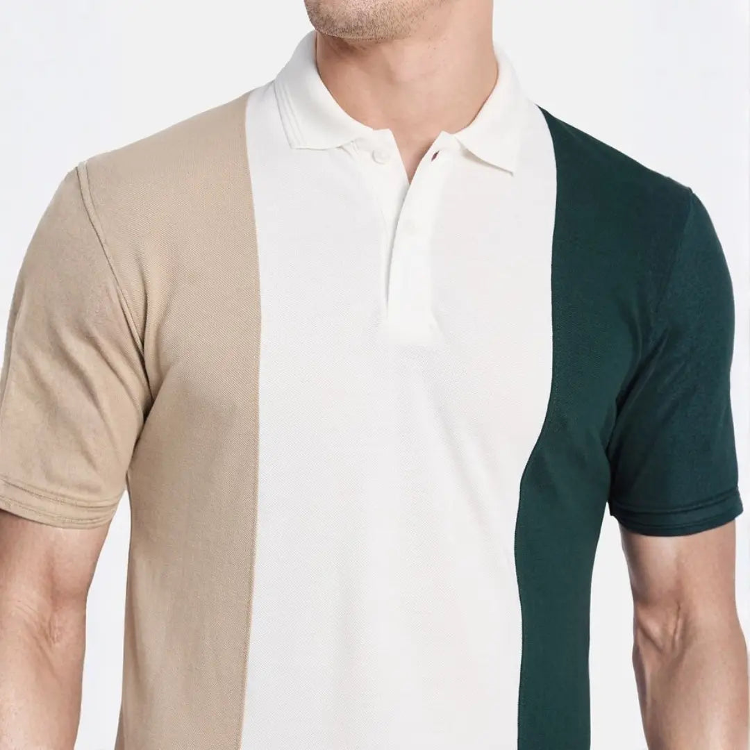 Men's Colourblocked Polo Collar T-Shirt