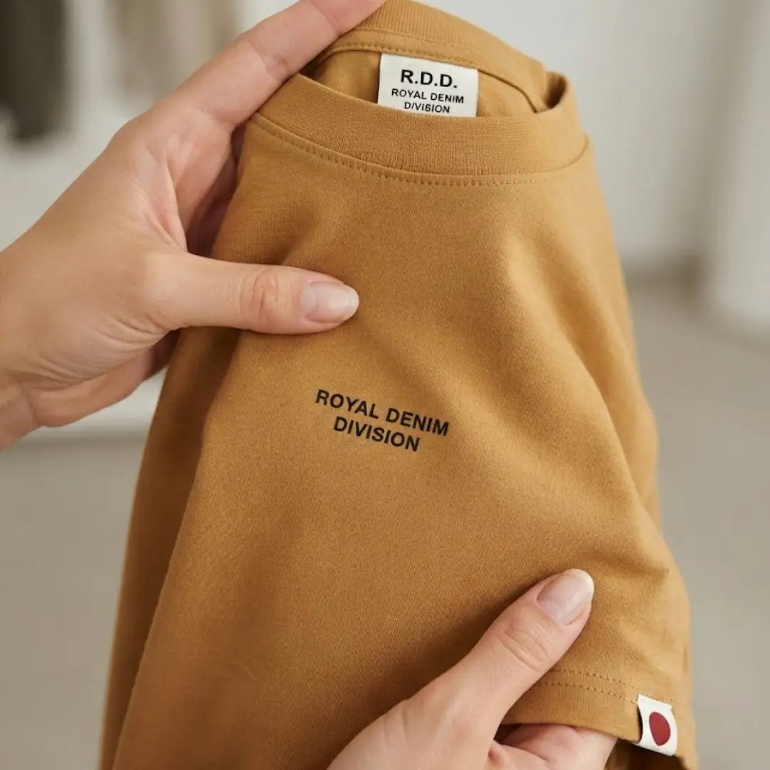 Men's Camel Brown Minimal Logo Crew Neck T-Shirt