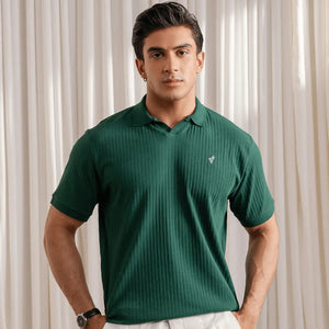 Rain Forest Fine Drop Needle V-Neck Polo