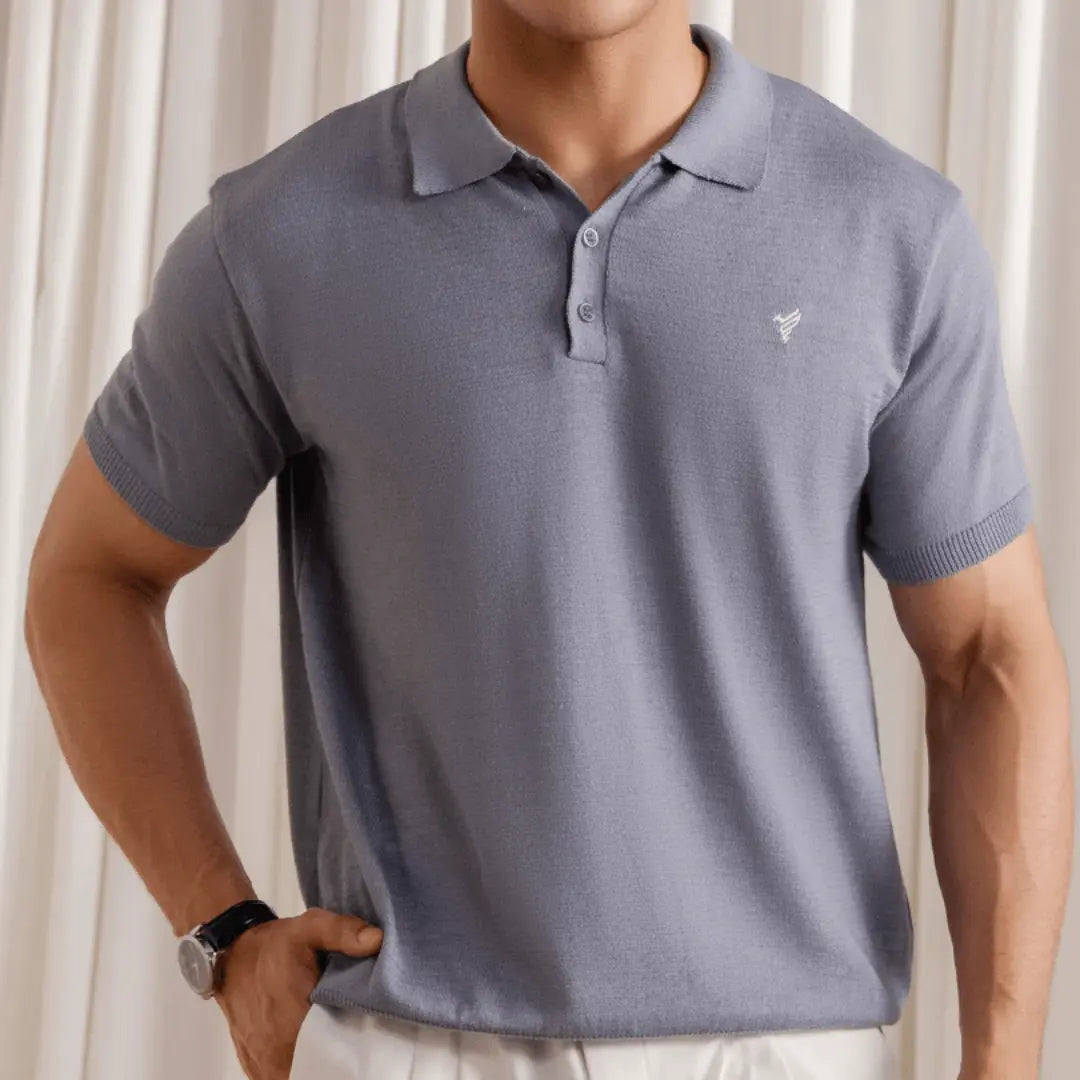 Basic Knitted POLO Forest Olive