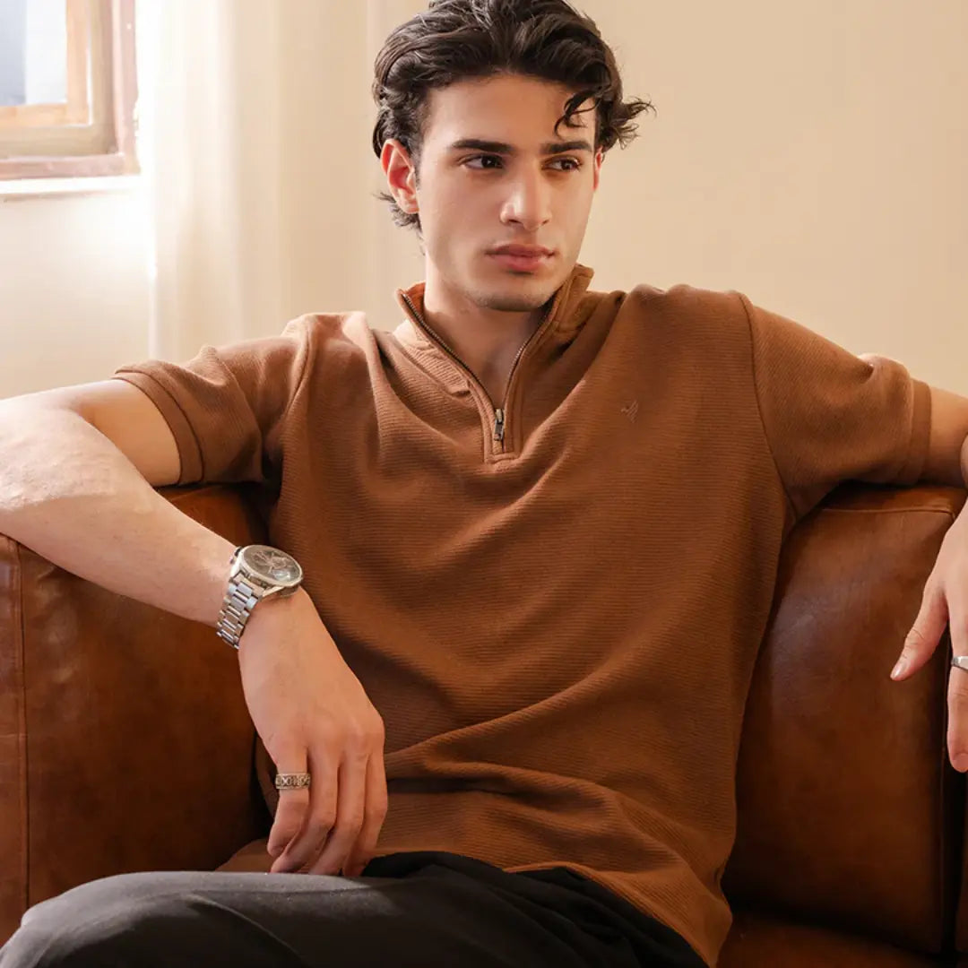 Toffee Mock Zip POLO