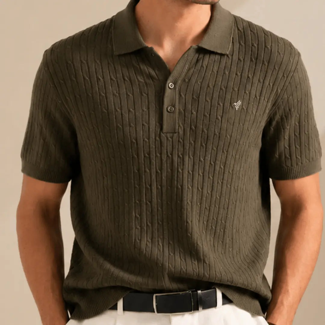 Olive Green Cable Knit POLO