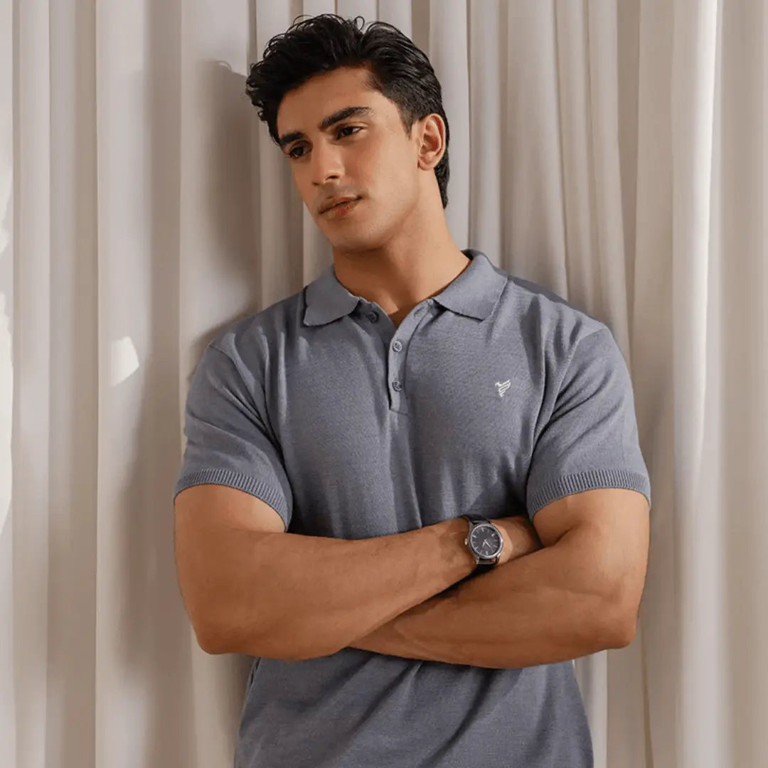 Basic Knitted POLO Forest Olive