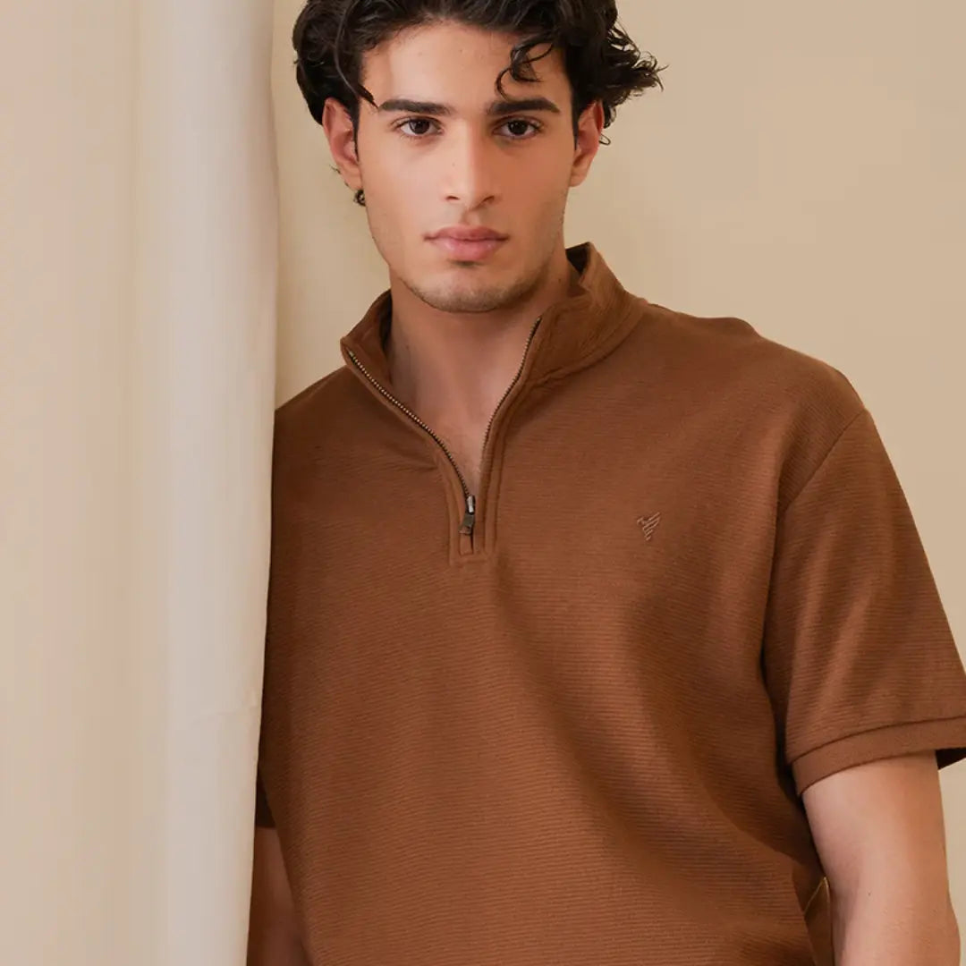 Toffee Mock Zip POLO