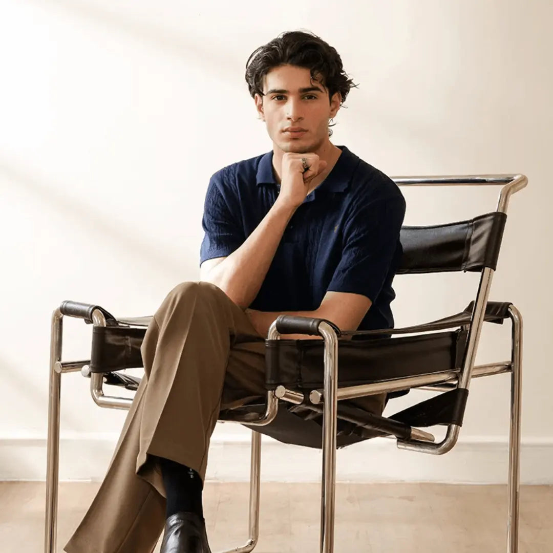 Modern Cable Knit POLO Standard Navy