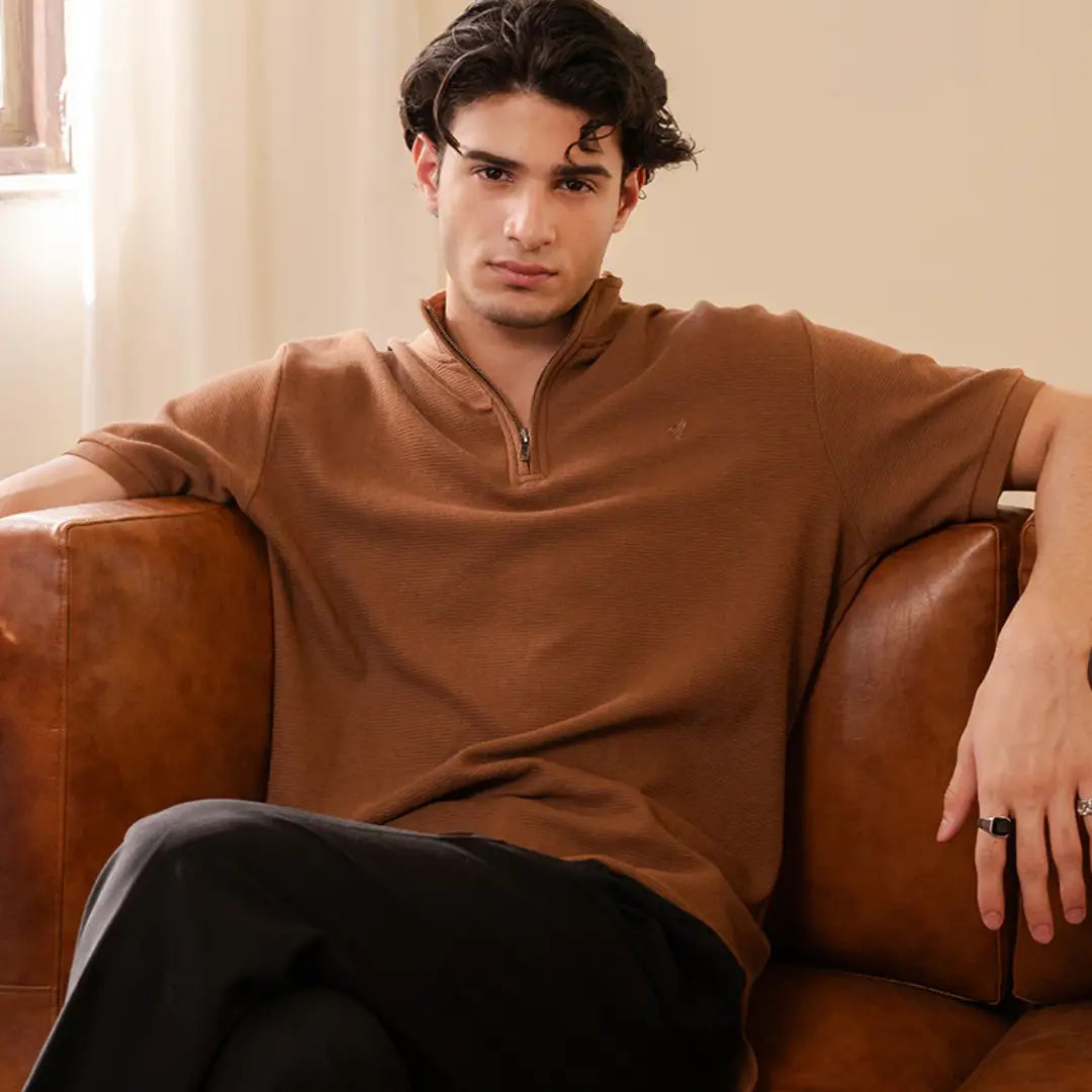 Toffee Mock Zip POLO