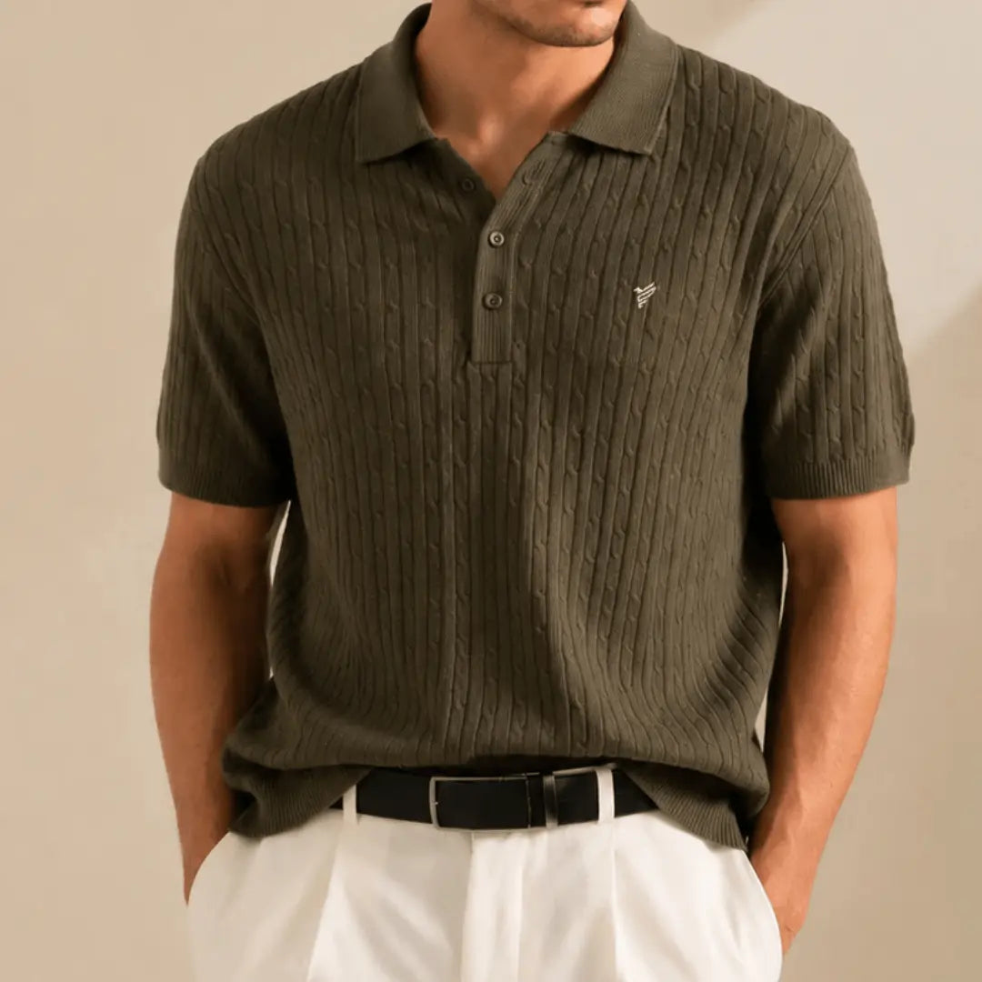 Olive Green Cable Knit POLO