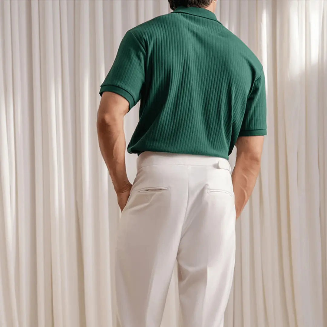 Rain Forest Fine Drop Needle V-Neck Polo