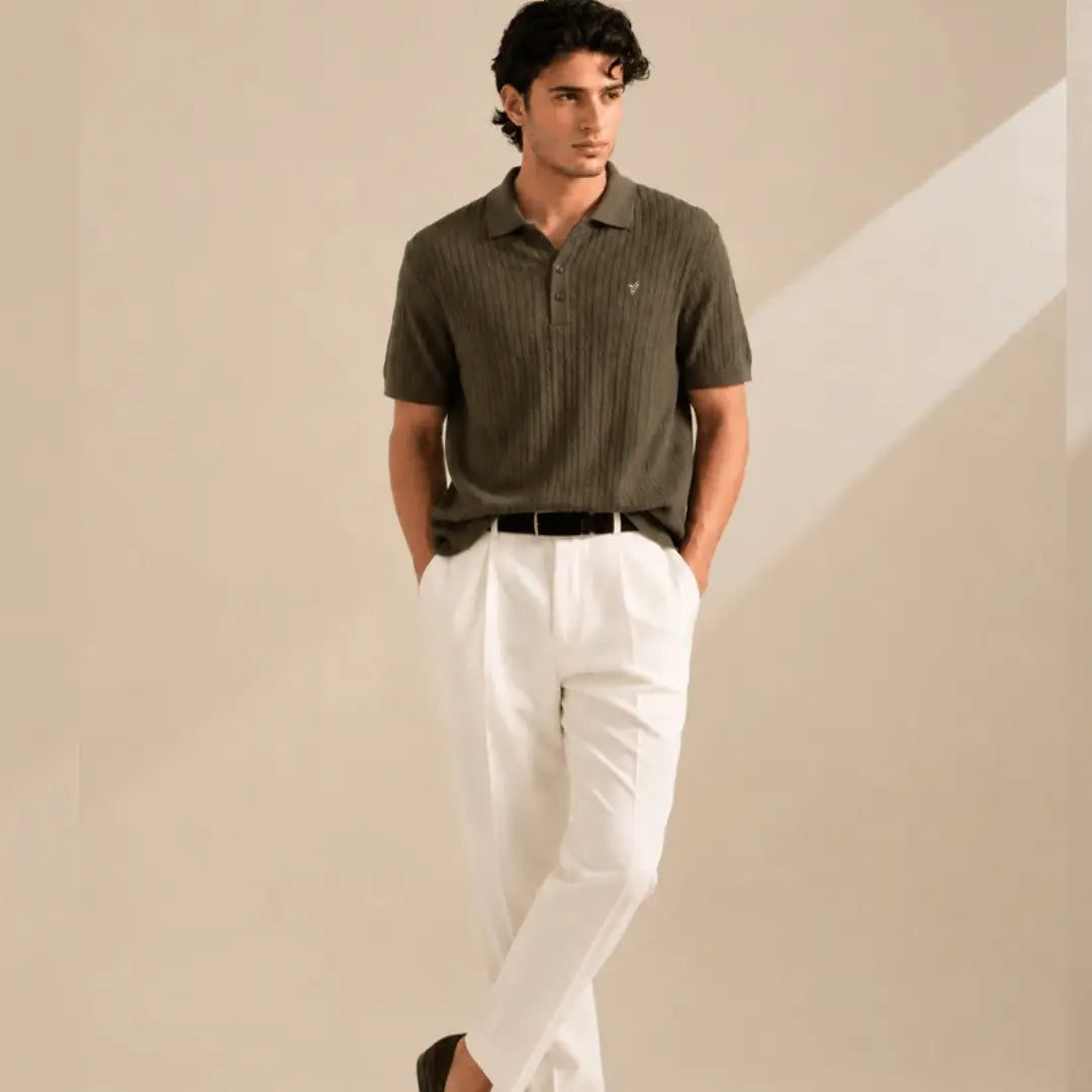 Olive Green Cable Knit POLO