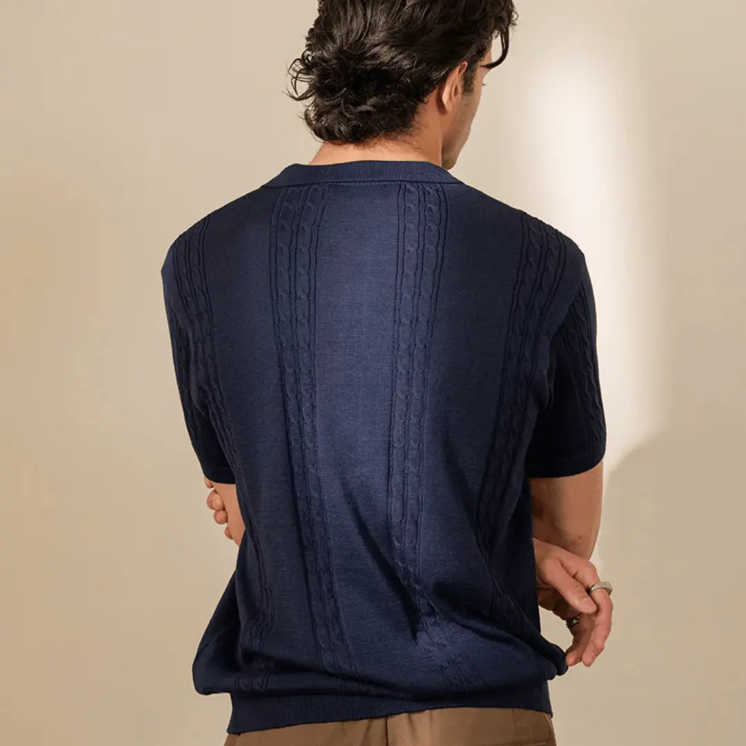 Modern Cable Knit POLO Standard Navy