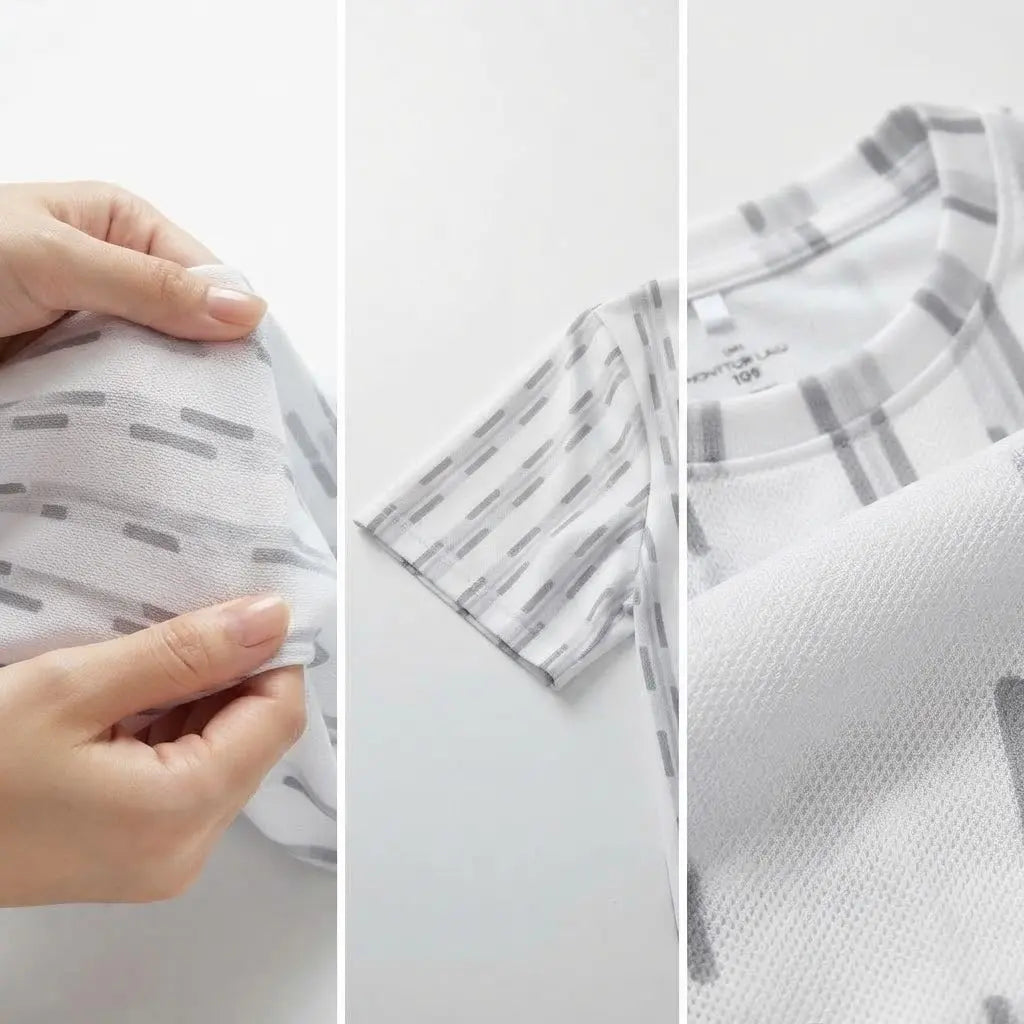 White and Grey Abstract Stripe Print Crewneck T-Shirt