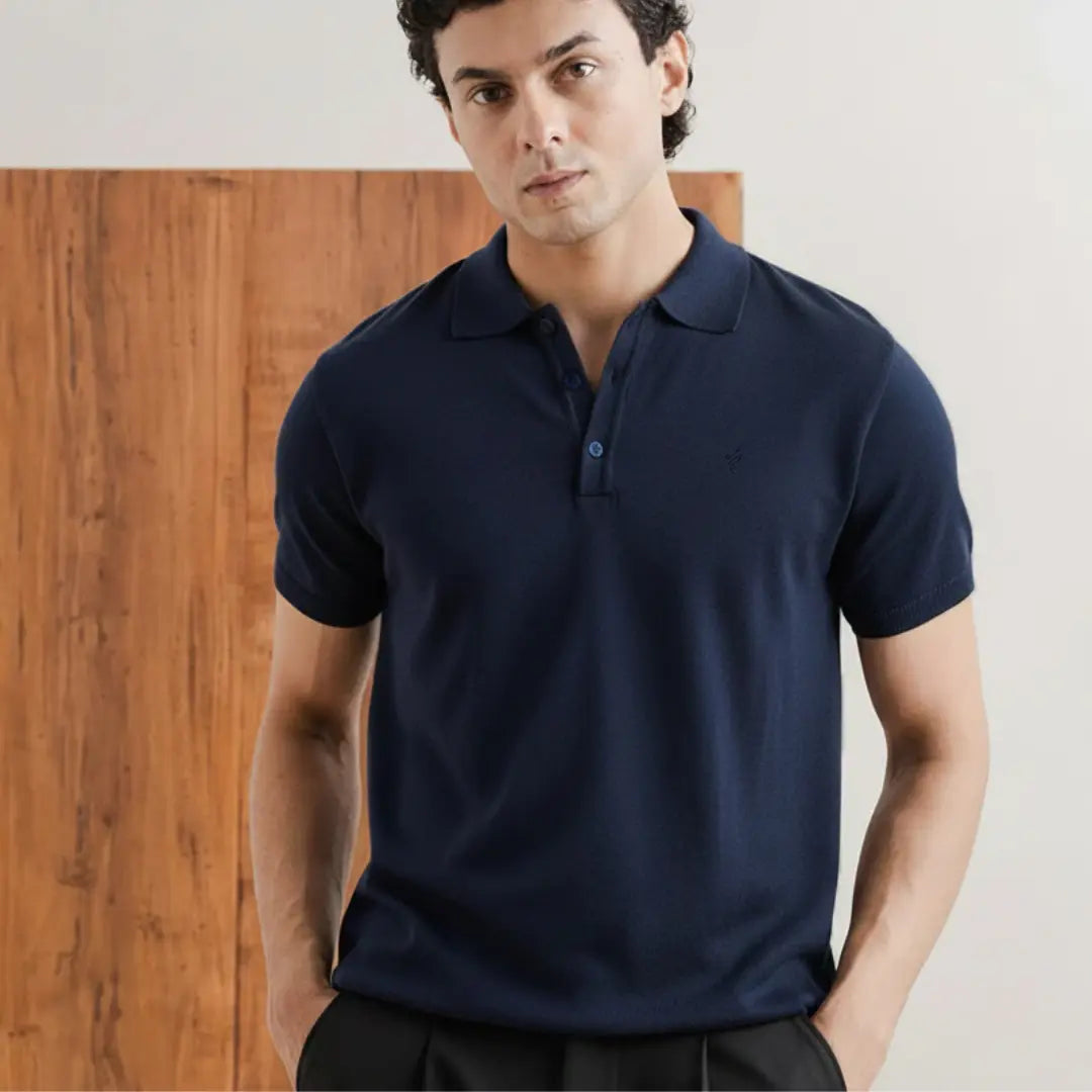 Basic Knitted POLO Forest Olive