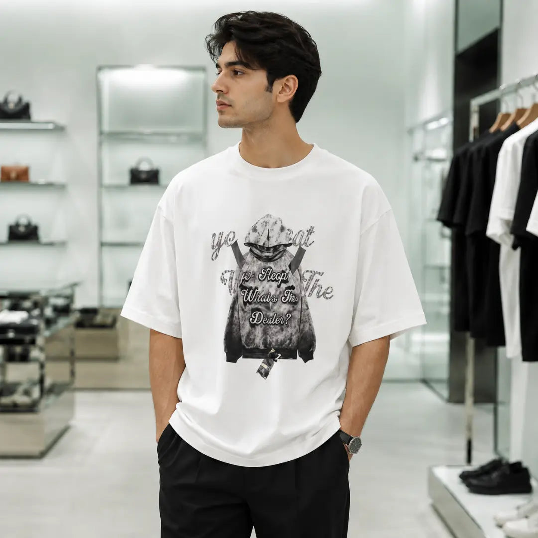 White Vintage Graphic Oversized T-Shirt