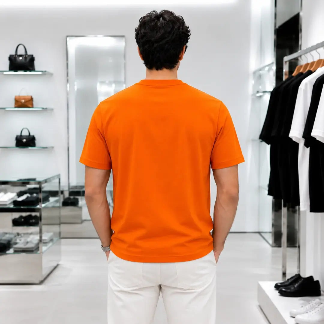 Orange Graphic Print Crew Neck Short-Sleeve T-Shirt