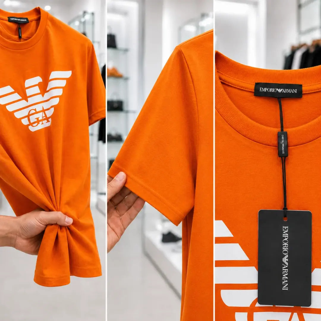 Orange Graphic Print Crew Neck Short-Sleeve T-Shirt