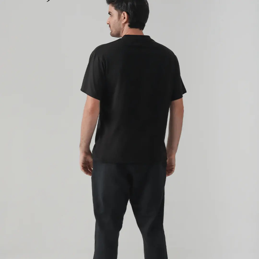 Men's Black Graphic Print Crew Neck T-Shirt