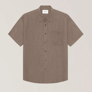Men's Taupe Linen Short Sleeve Shirt