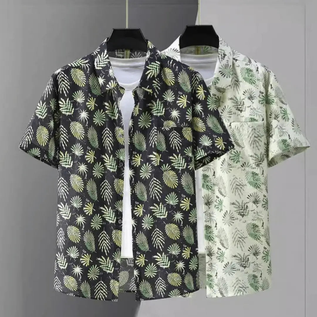 Tops Short Sleeve Button-Up Beach Shirt for Men's