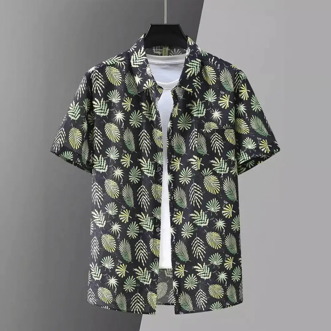Tops Short Sleeve Button-Up Beach Shirt for Men's