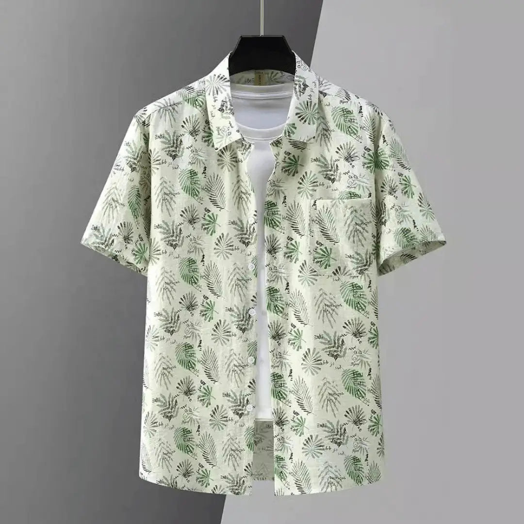 Tops Short Sleeve Button-Up Beach Shirt for Men's
