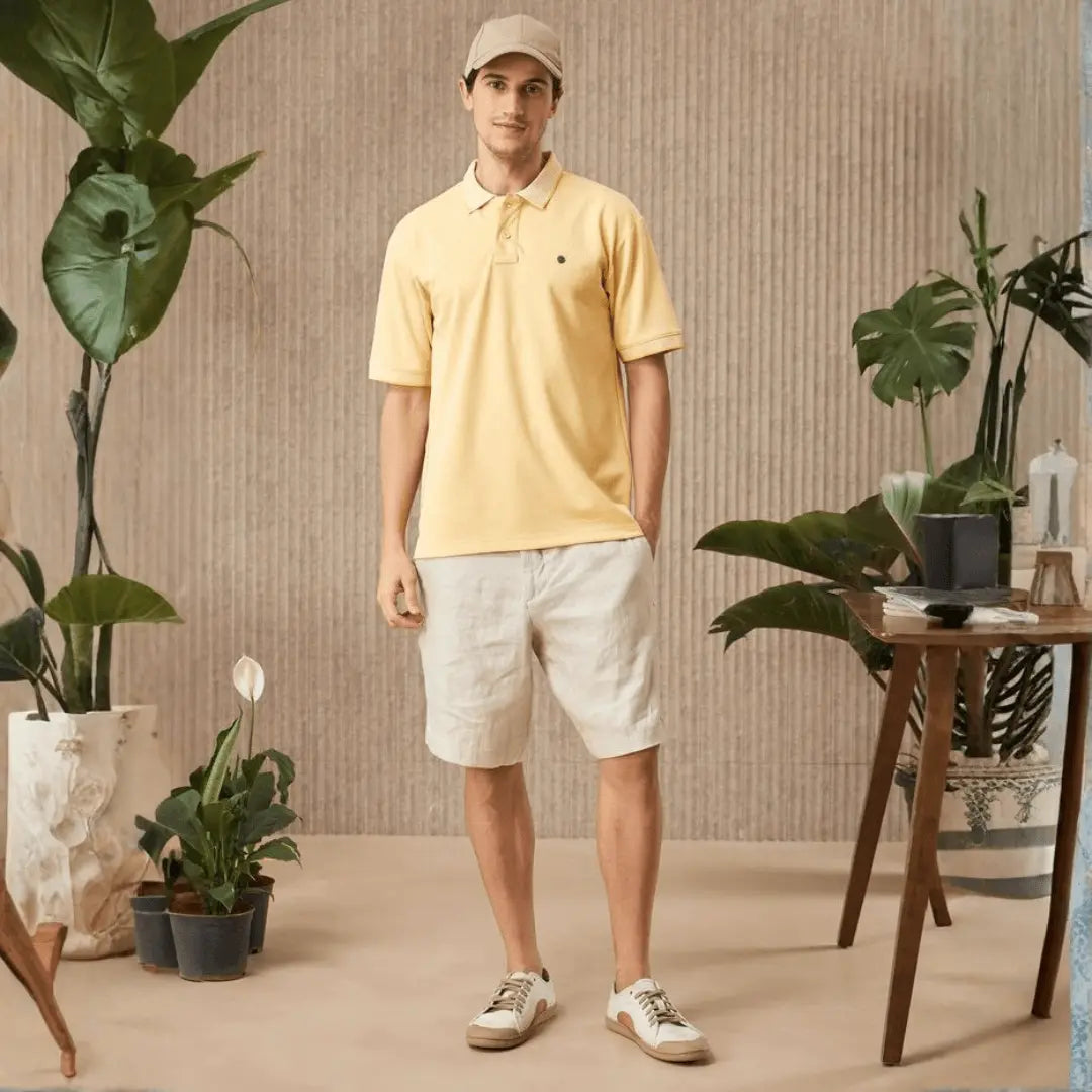 Corn Yellow Melange Polo T-Shirt