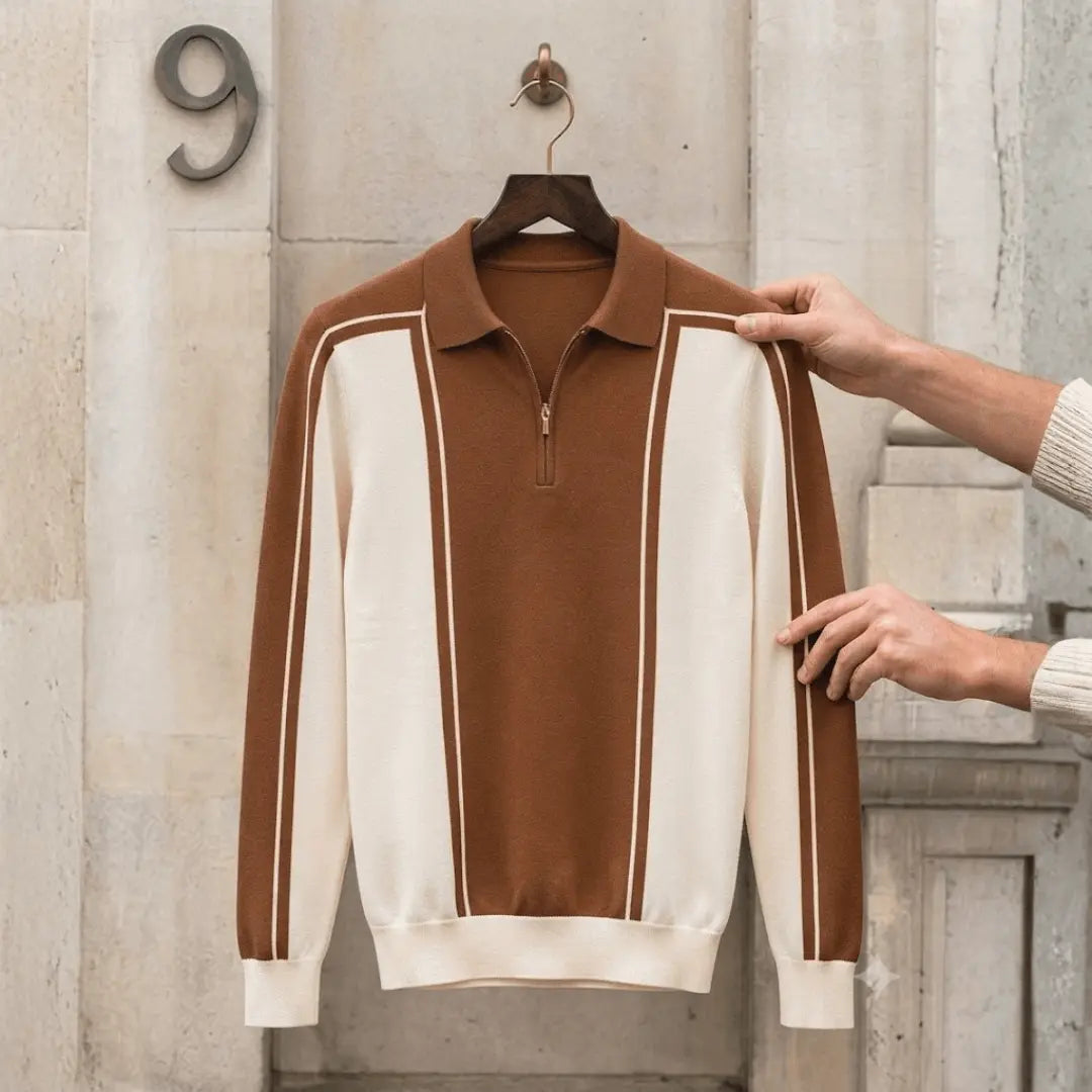 Brown-White Colour Blocked Polo T-Shirt – 100% Cotton