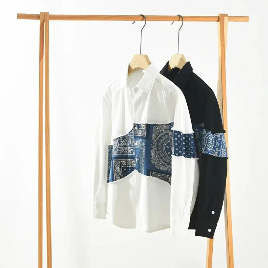 Men's Paisley Patchwork Cotton Shirt