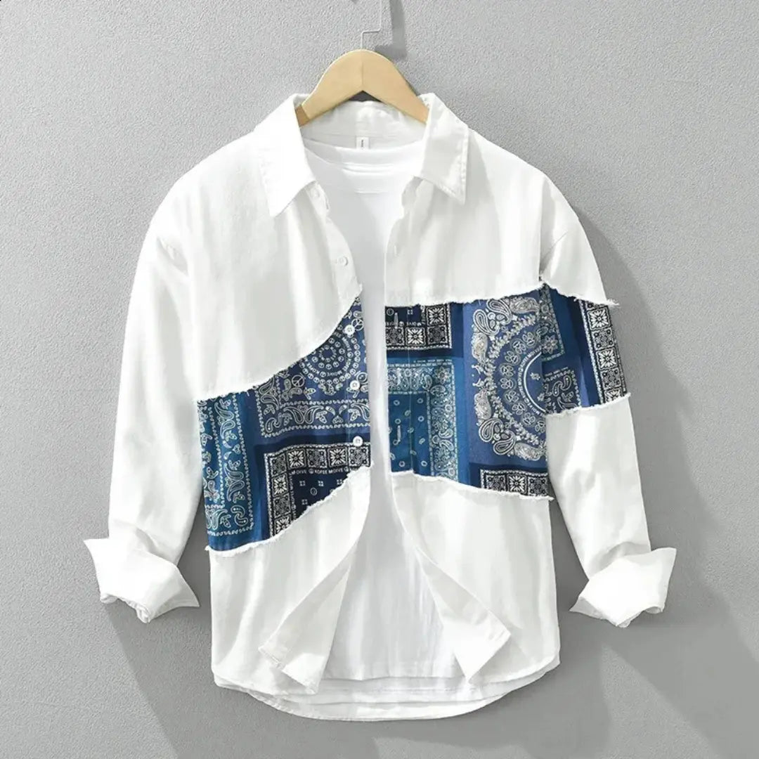 Men's Paisley Patchwork Cotton Shirt