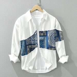 Men's Paisley Patchwork Cotton Shirt