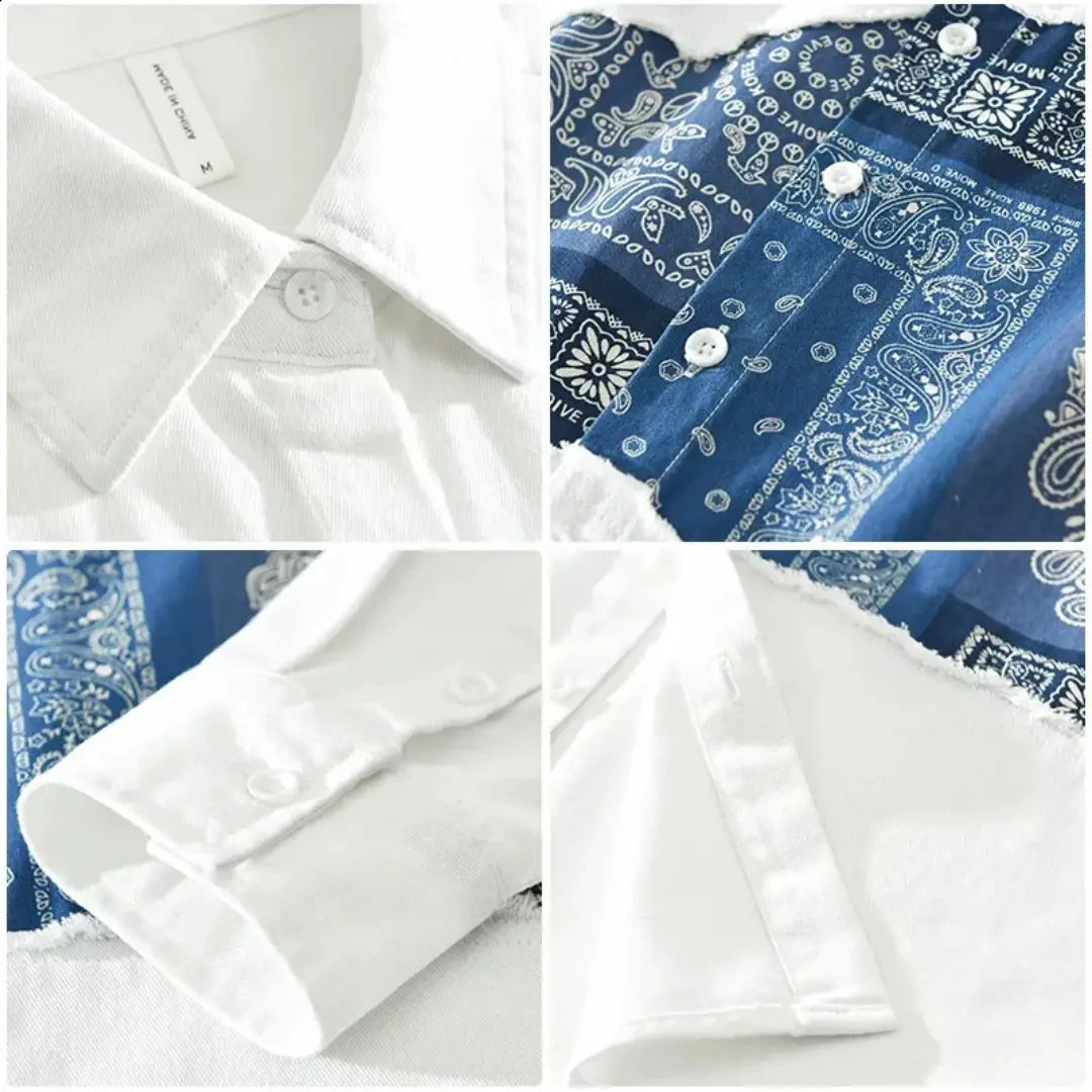 Men's Paisley Patchwork Cotton Shirt