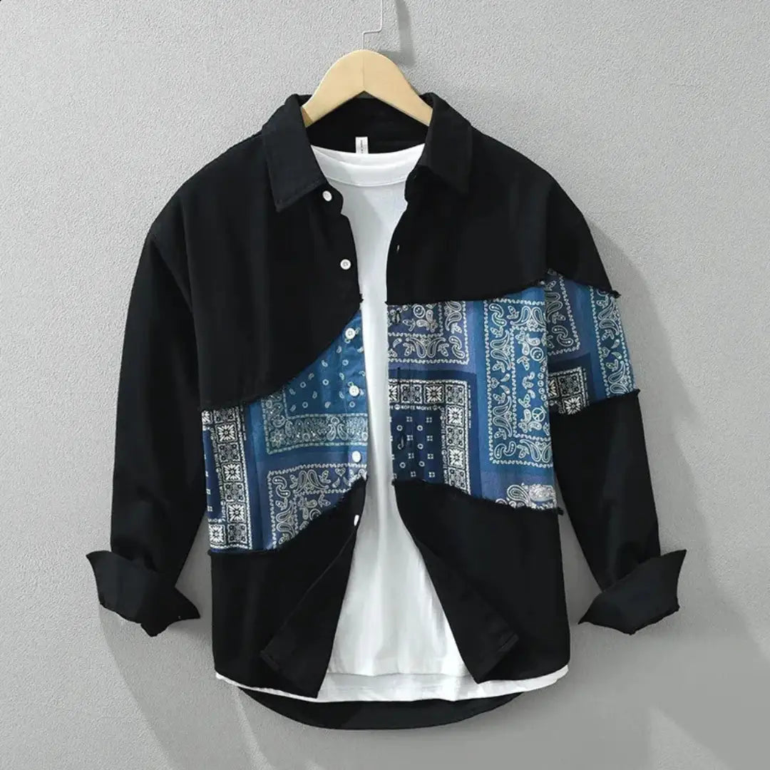 Men's Paisley Patchwork Cotton Shirt