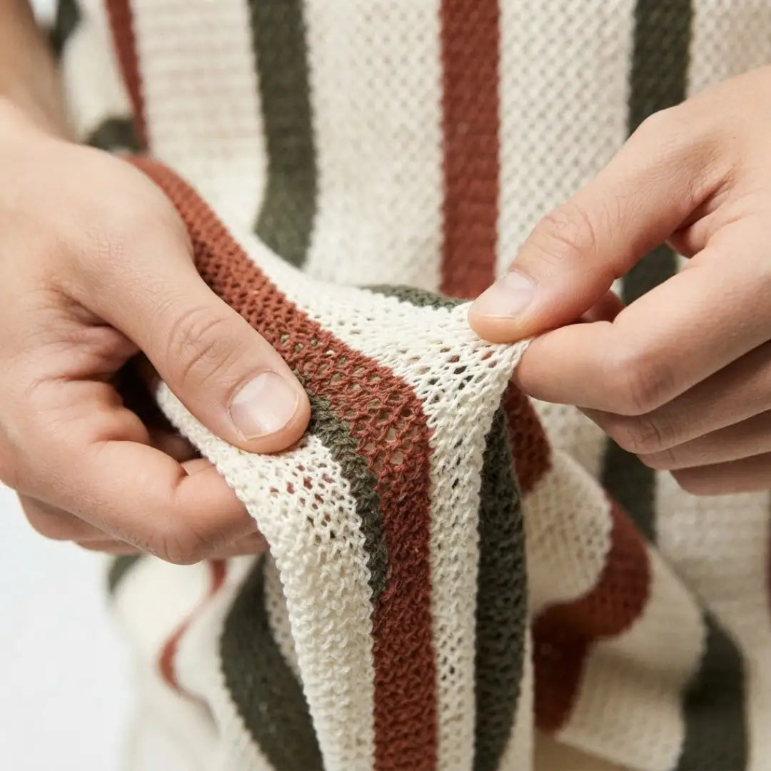 Men's Striped Hollow Knit Polo Shirt