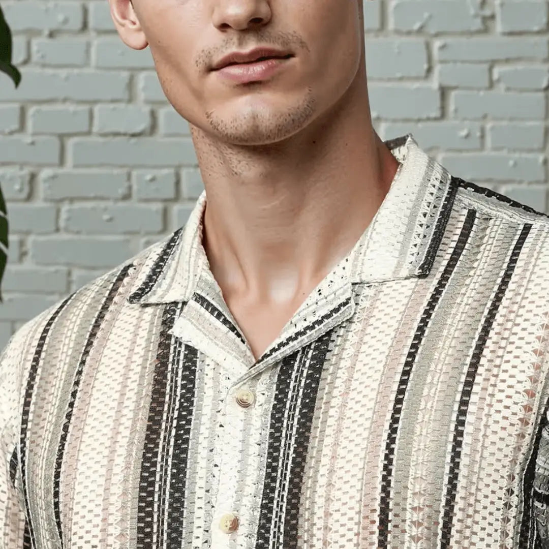 Men's Striped Semi-Sheer Casual Shirt