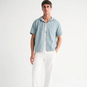 Men's Sky Blue Textured Resort Shirt