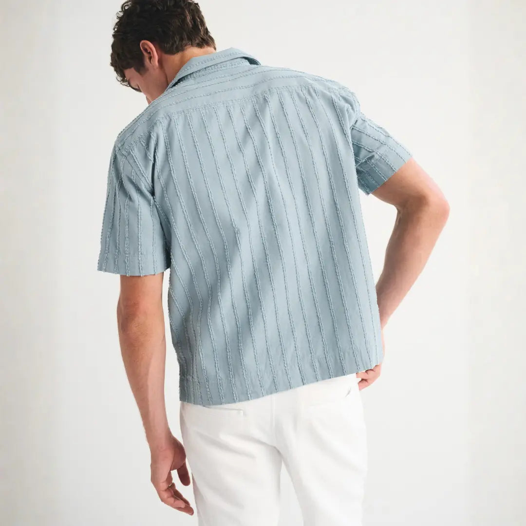 Men's Sky Blue Textured Resort Shirt