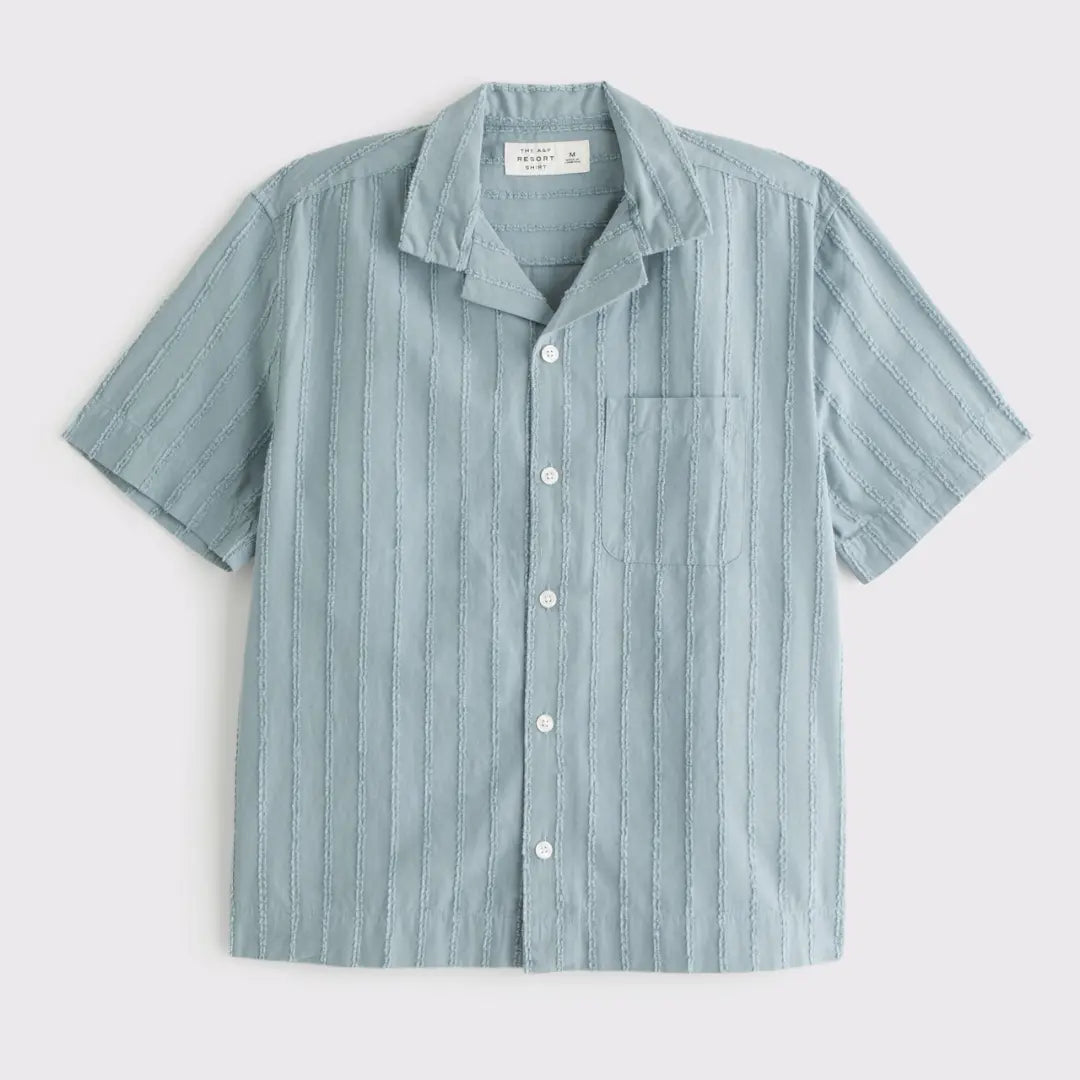 Men's Sky Blue Textured Resort Shirt