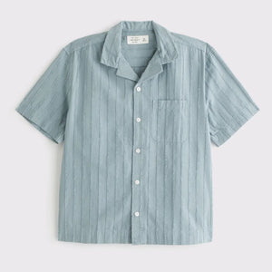 Men's Sky Blue Textured Resort Shirt