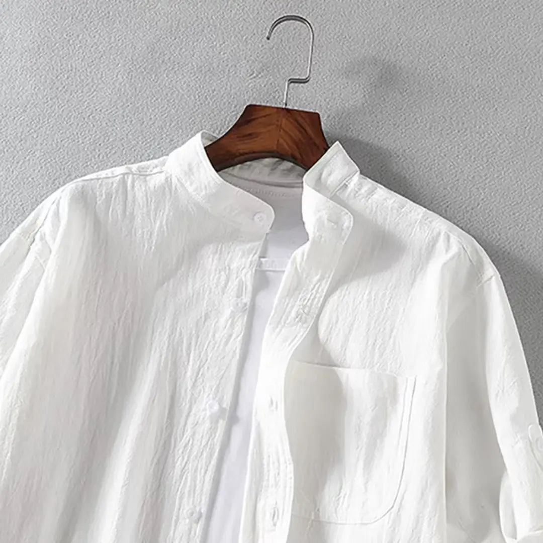 Men's Cotton Linen Short Sleeve Polo Shirt