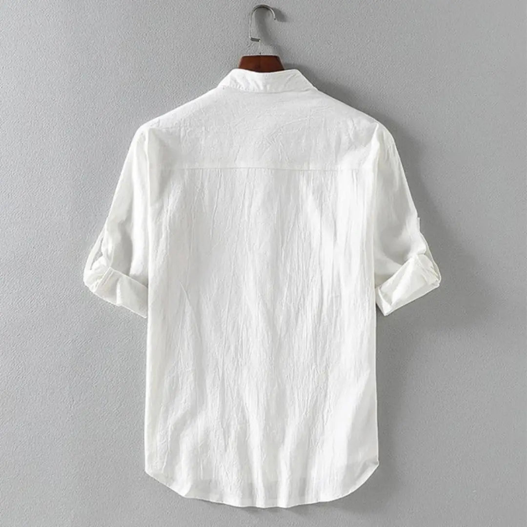 Men's Cotton Linen Short Sleeve Polo Shirt