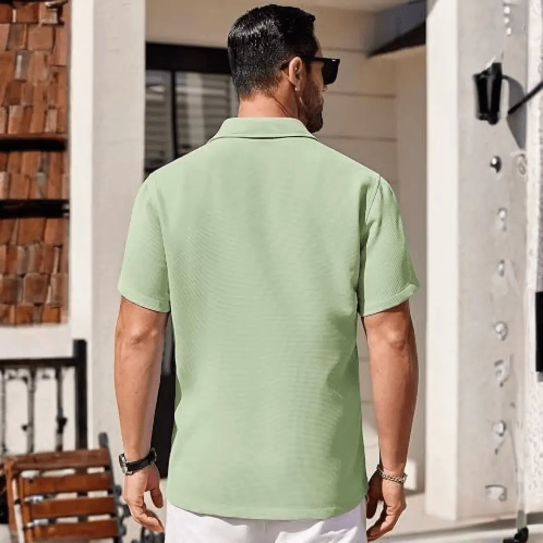 Men's Waffle Textured Short Sleeve Shirt