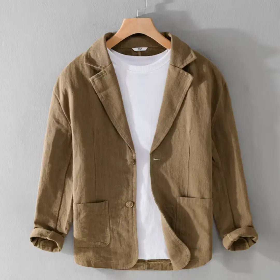 Men's Black Casual Linen Blazer Jacket