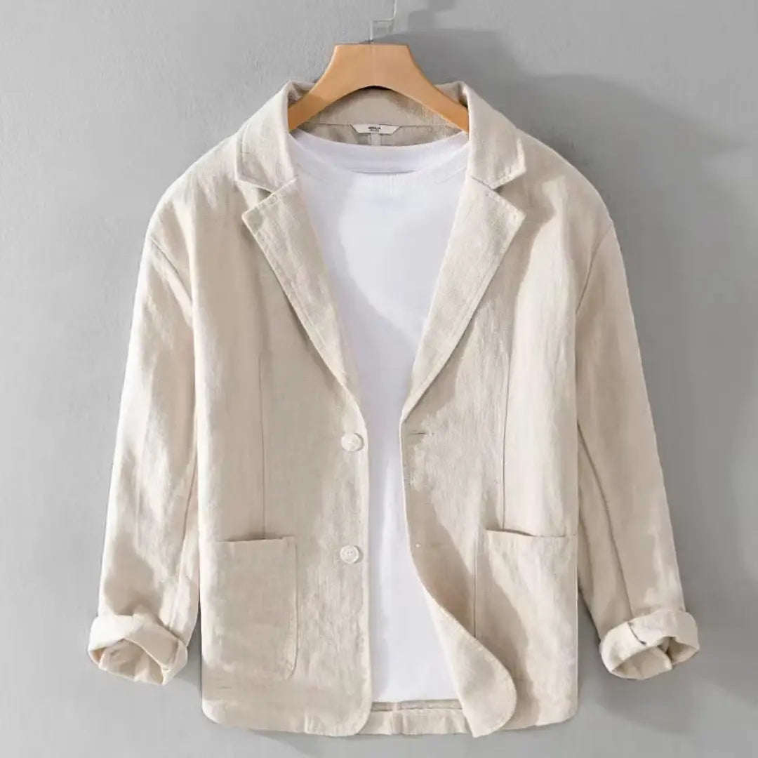 Men's Black Casual Linen Blazer Jacket