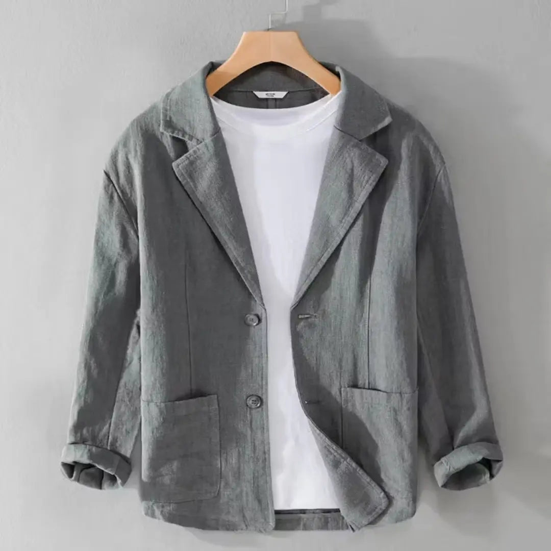 Men's Black Casual Linen Blazer Jacket