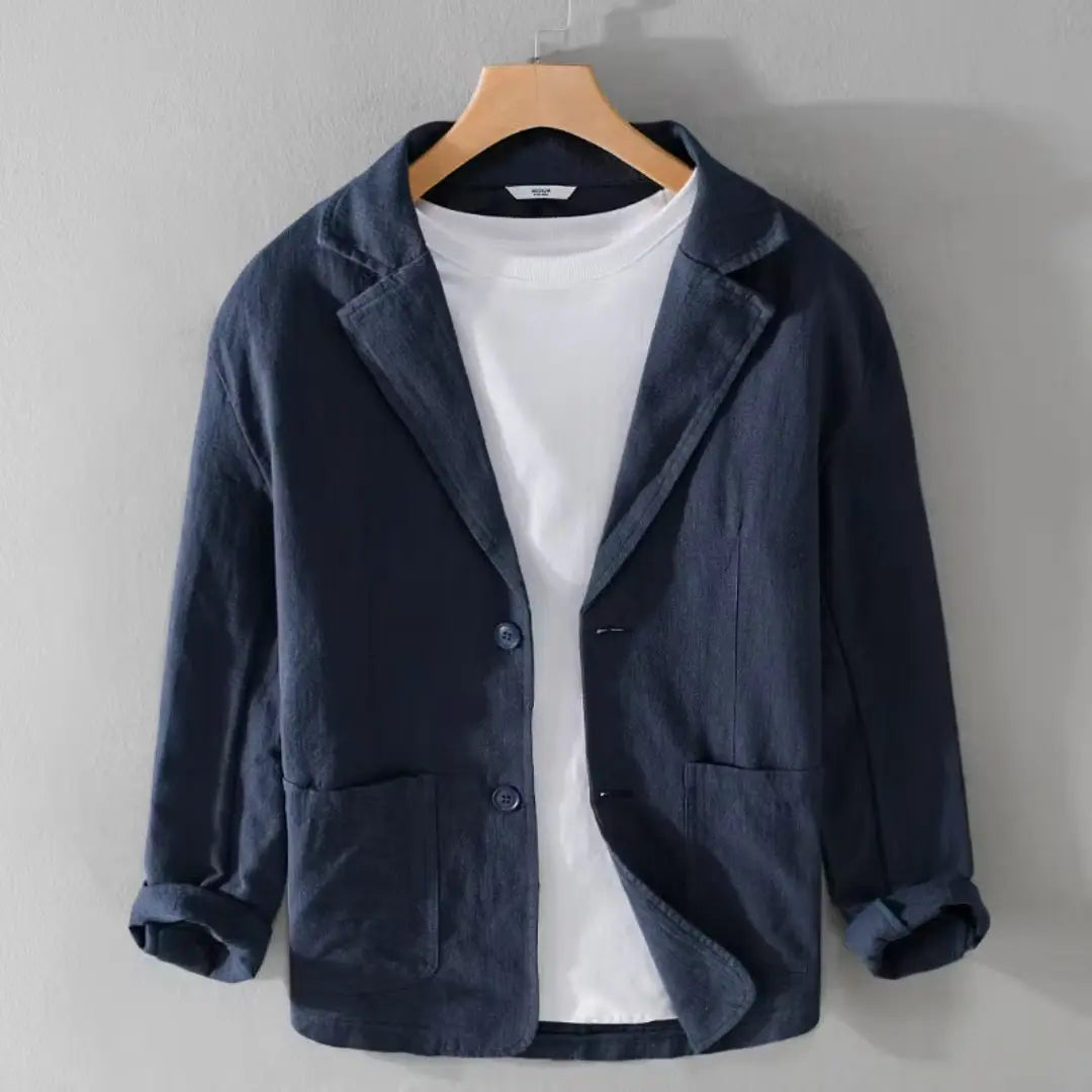 Men's Black Casual Linen Blazer Jacket
