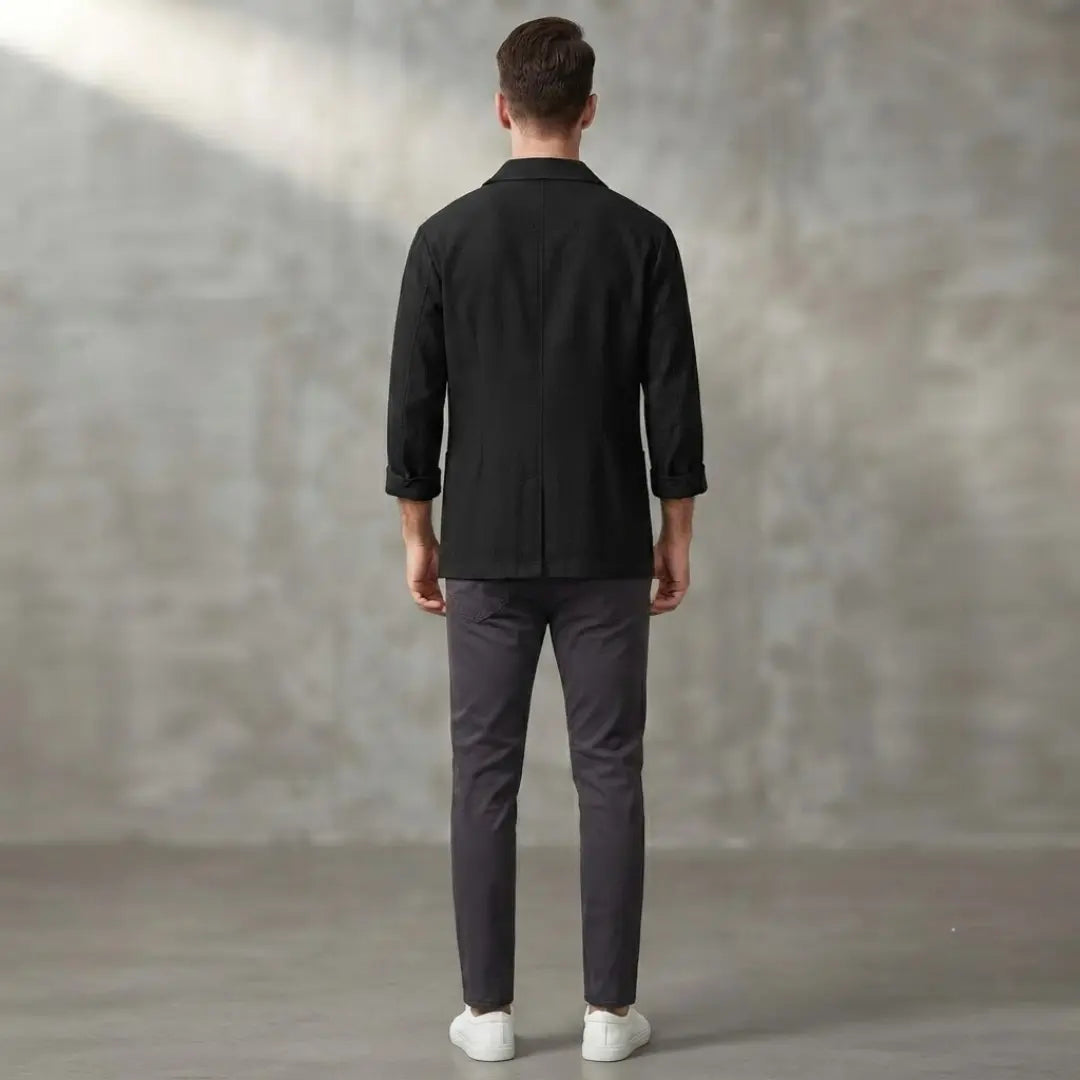 Men's Black Casual Linen Blazer Jacket