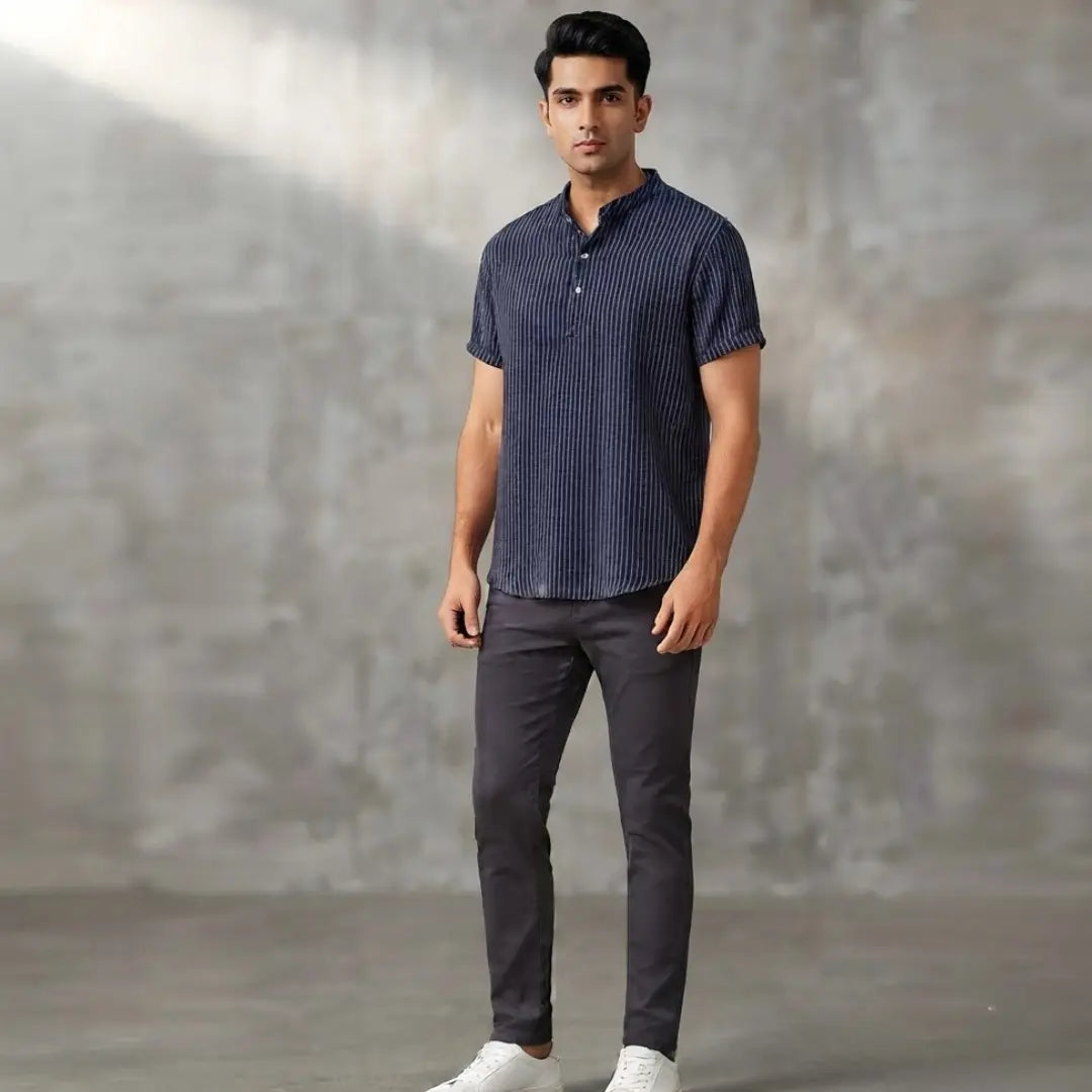 Men's Cotton Linen Short Sleeve Casual Shirt
